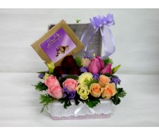 Chocolate With Flower Arrangement